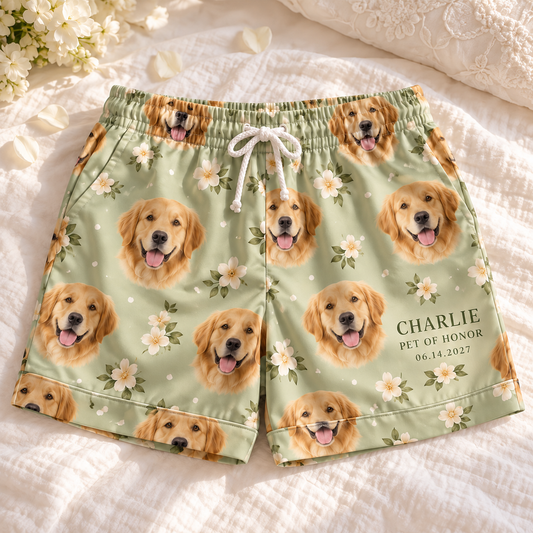 Pet of Honor Personalized Satin Pajama Shorts; hero. One Day for Lifetime