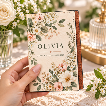 Garden Vows PU Passport Wallet; handheld. One Day for Lifetime