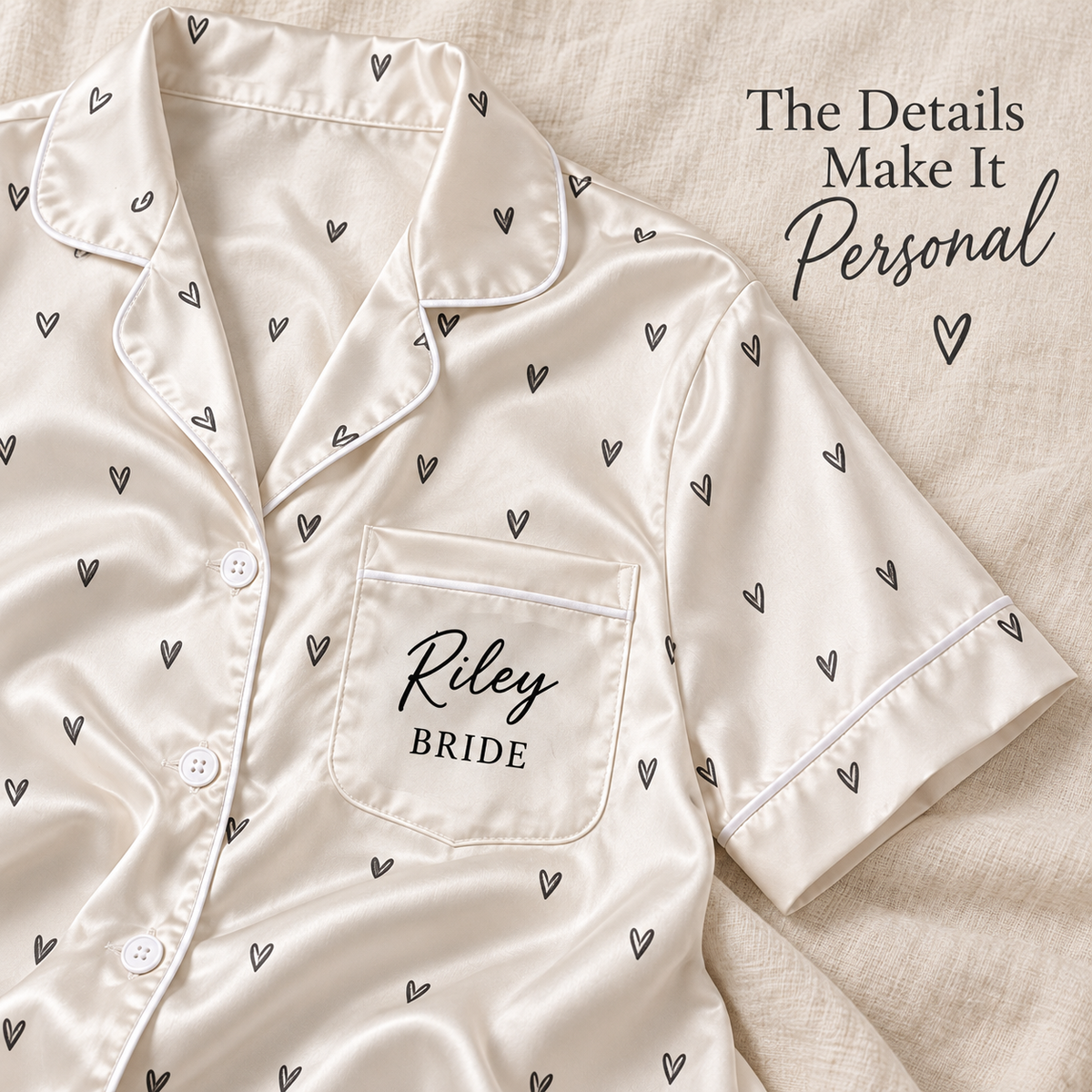 Photo Memory Morning | Personalized Satin Pajama Shirt Dress - detail