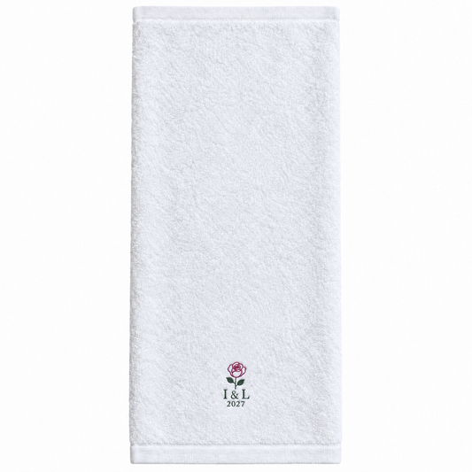 Rose Promise personalized embroidered bath towel - hero