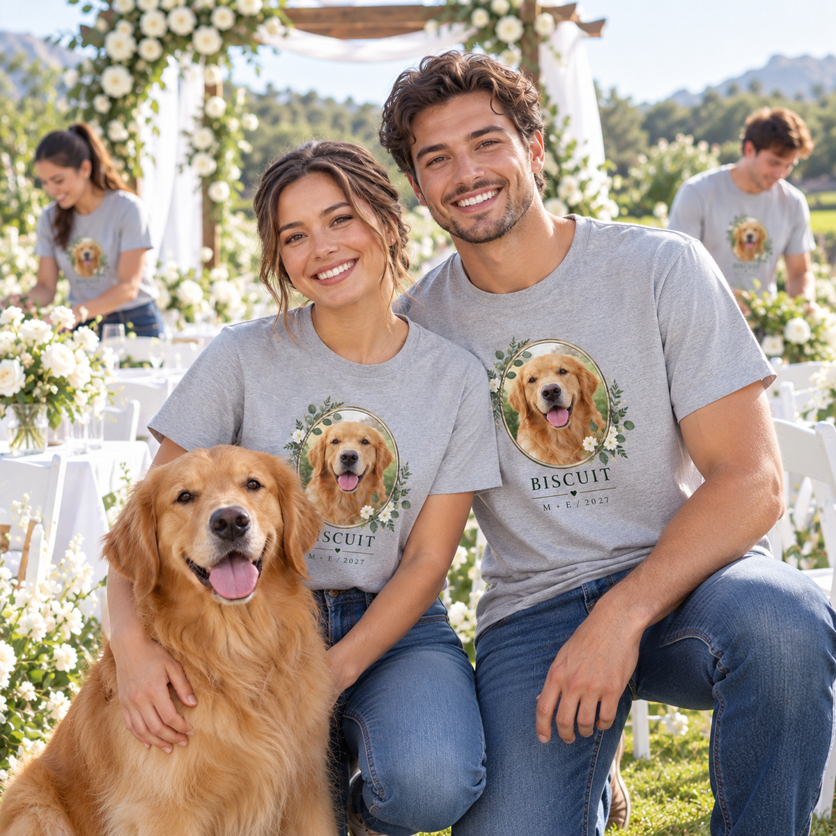 Our Pet Was Here Personalized Printed T-Shirt; wedding context. One Day for Lifetime