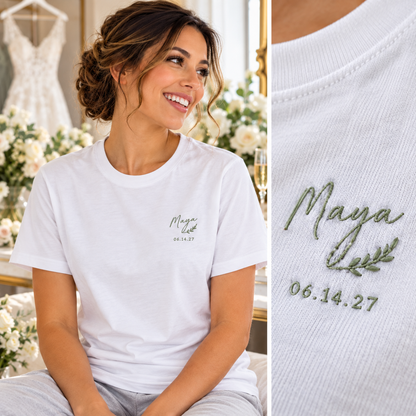 Getting Ready Name Embroidered T-Shirt; stitch detail. One Day for Lifetime