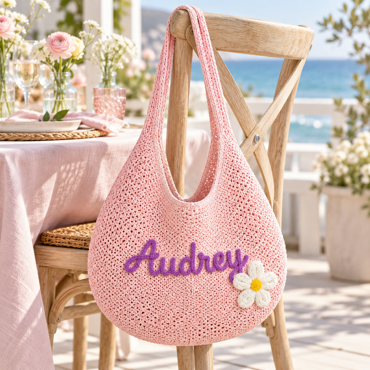 Farewell Brunch Keepsake Embroidered Beach Tote Bag; hero. One Day for Lifetime