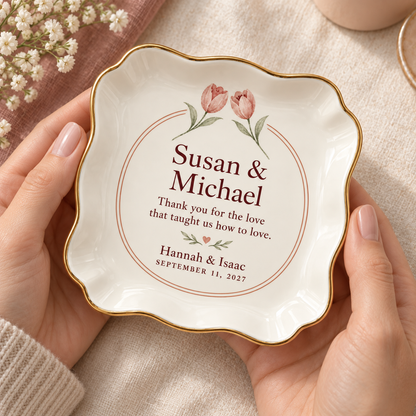 Thank You for the Love | Personalized Ceramic Ring Dish - in hand scale