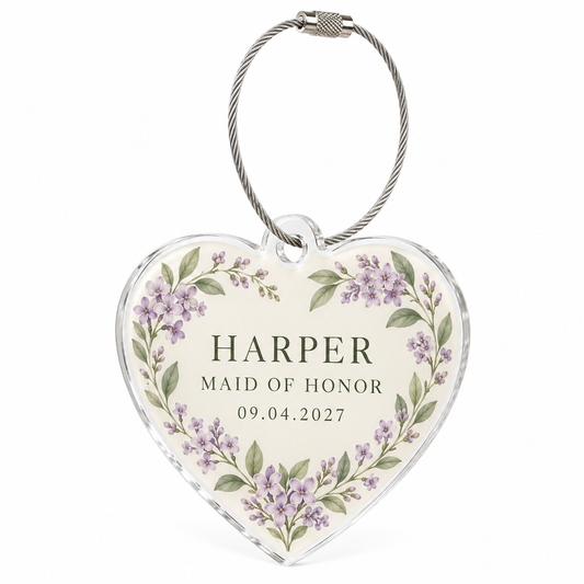 Lilac Floral Heart personalized clear acrylic gift tag - hero