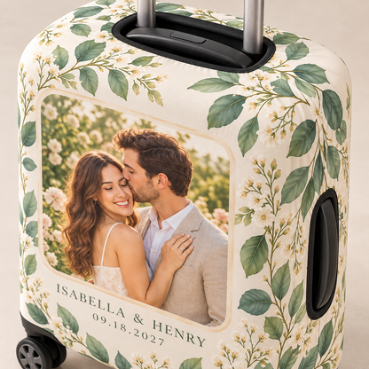 Engagement Photo Keepsake Luggage Cover; detail. One Day for Lifetime