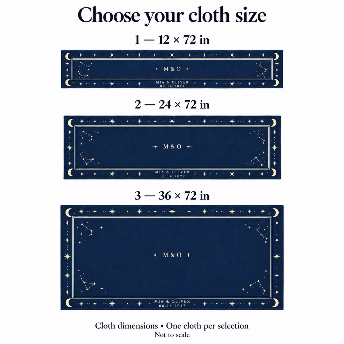 Navy Celestial wedding table cloth - size options