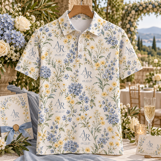 Newlywed Monogram Garden Polo Shirt; hero. One Day for Lifetime