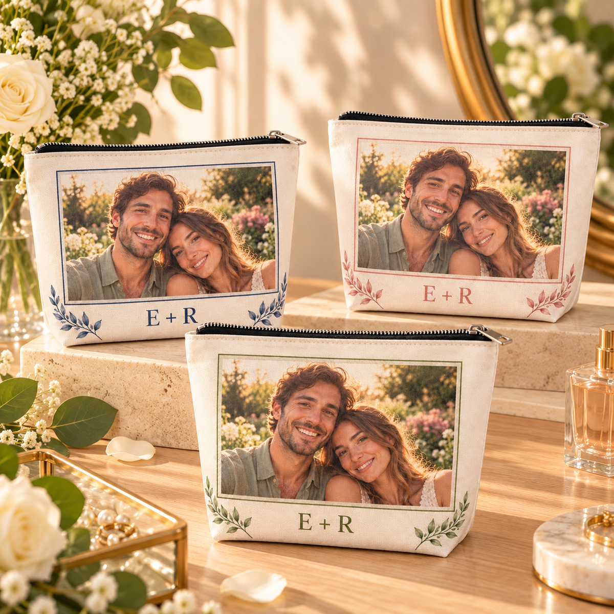 Our Engagement Memory Cosmetic Bag; artwork palettes. One Day for Lifetime