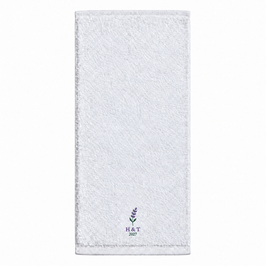 Lavender Sprig personalized embroidered bath towel - hero