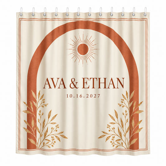 Terracotta Sun Arch personalized shower curtain - isolated