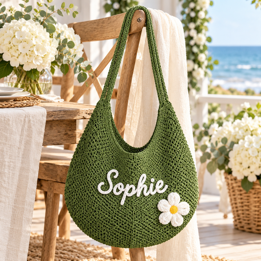 Garden by the Sea Embroidered Beach Tote Bag; hero. One Day for Lifetime