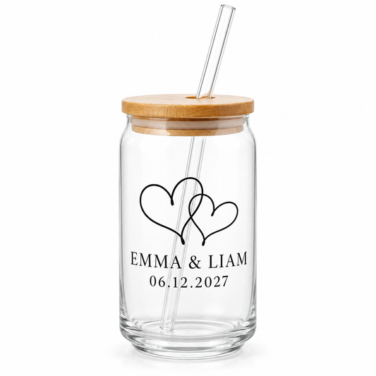 Linked Hearts personalized sipper glass - hero
