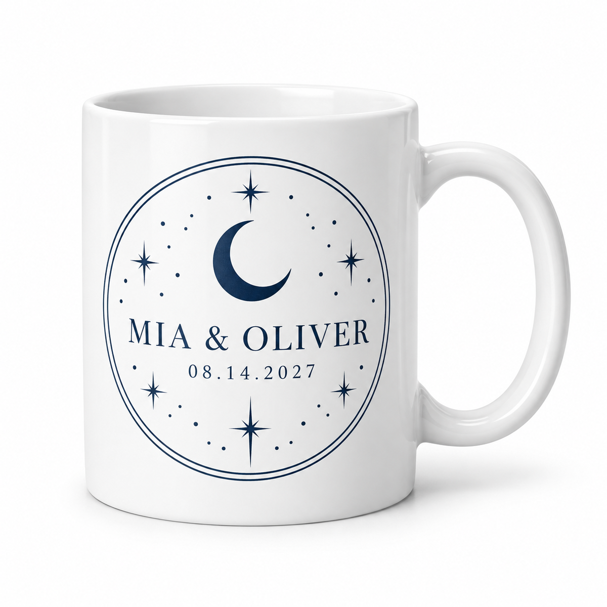 Navy Celestial personalized wedding ceramic mug - hero