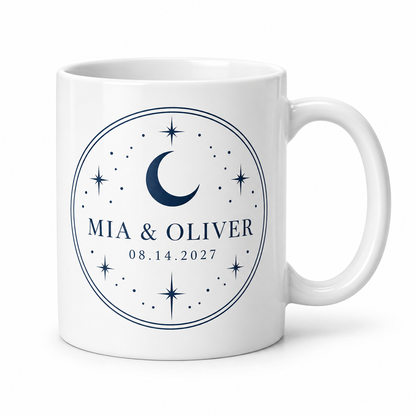 Navy Celestial personalized wedding ceramic mug - hero