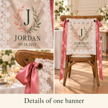 Family Keepsake Personalized Lace Chair Banner; detail. One Day for Lifetime