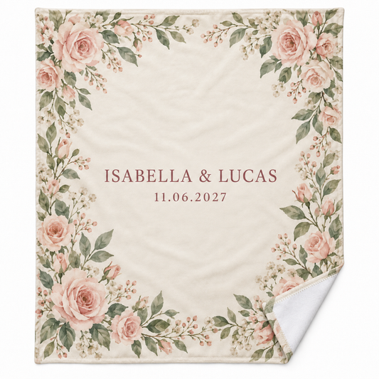 Blush Roses personalized fleece blanket - hero