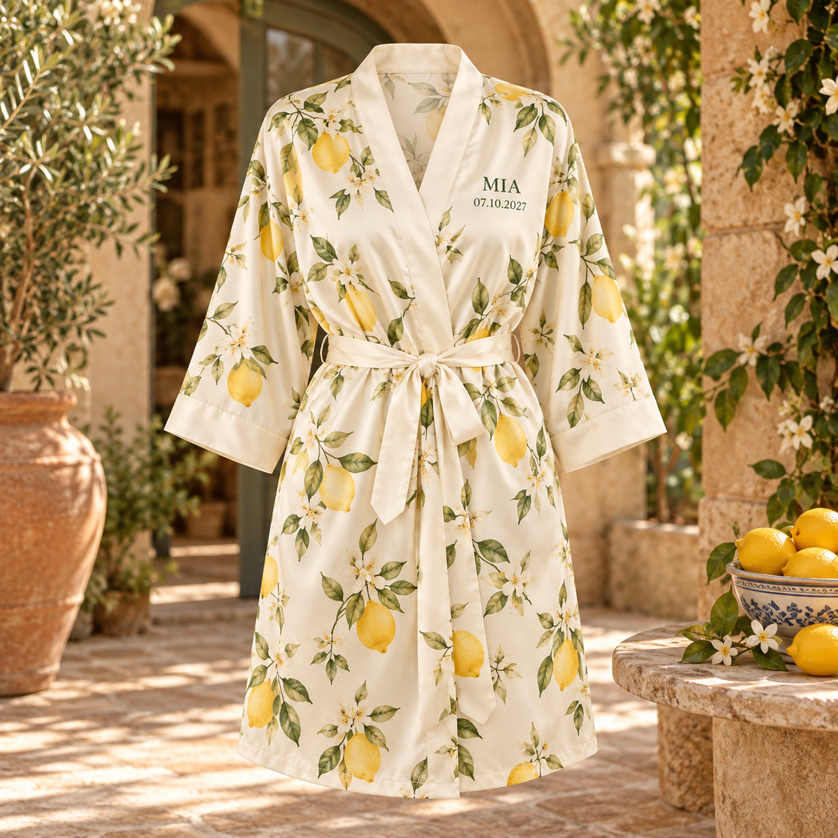 Citrus Brunch Personalized Satin Robe; hero. One Day for Lifetime