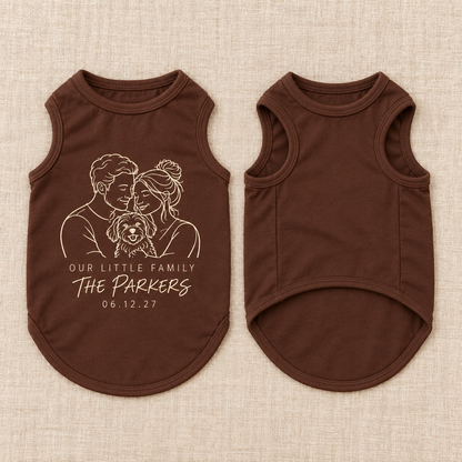 Family Line Portrait Pet Tank Top; front back overview. One Day for Lifetime