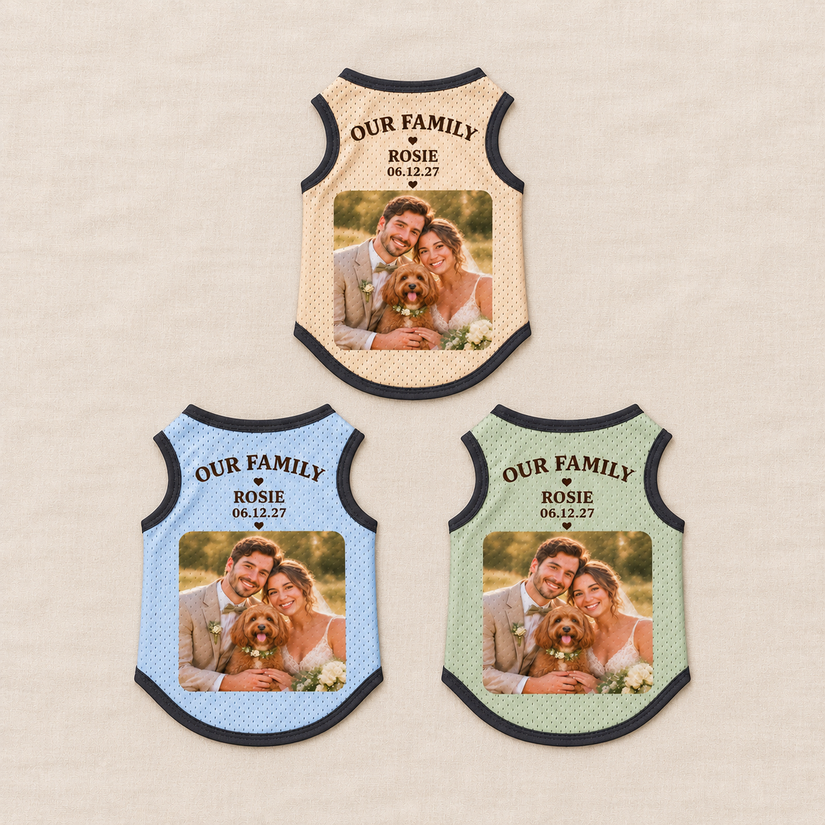 Our Family Photo Pet Jersey; colorway variants. One Day for Lifetime