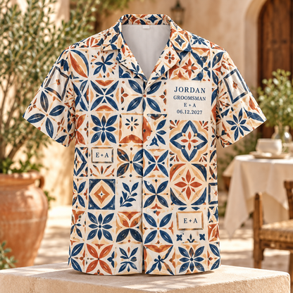 Wedding Party Name Mosaic Hawaiian Shirt; hero. One Day for Lifetime