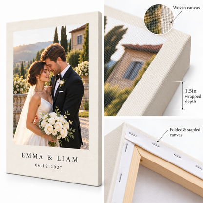 Ivory Editorial personalized wedding canvas print - detail