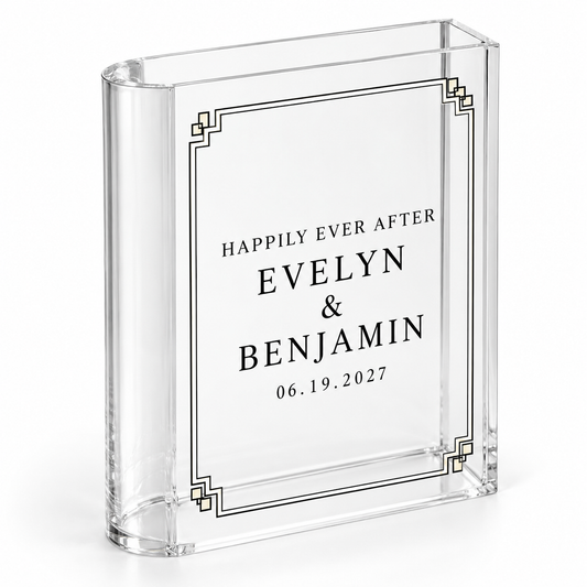 Art Deco Ever After personalized acrylic book vase - hero