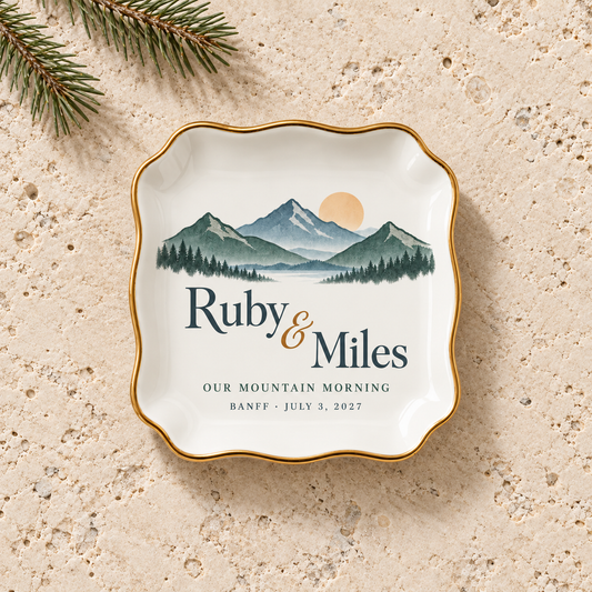Our Mountain Morning | Personalized Ceramic Ring Dish - hero