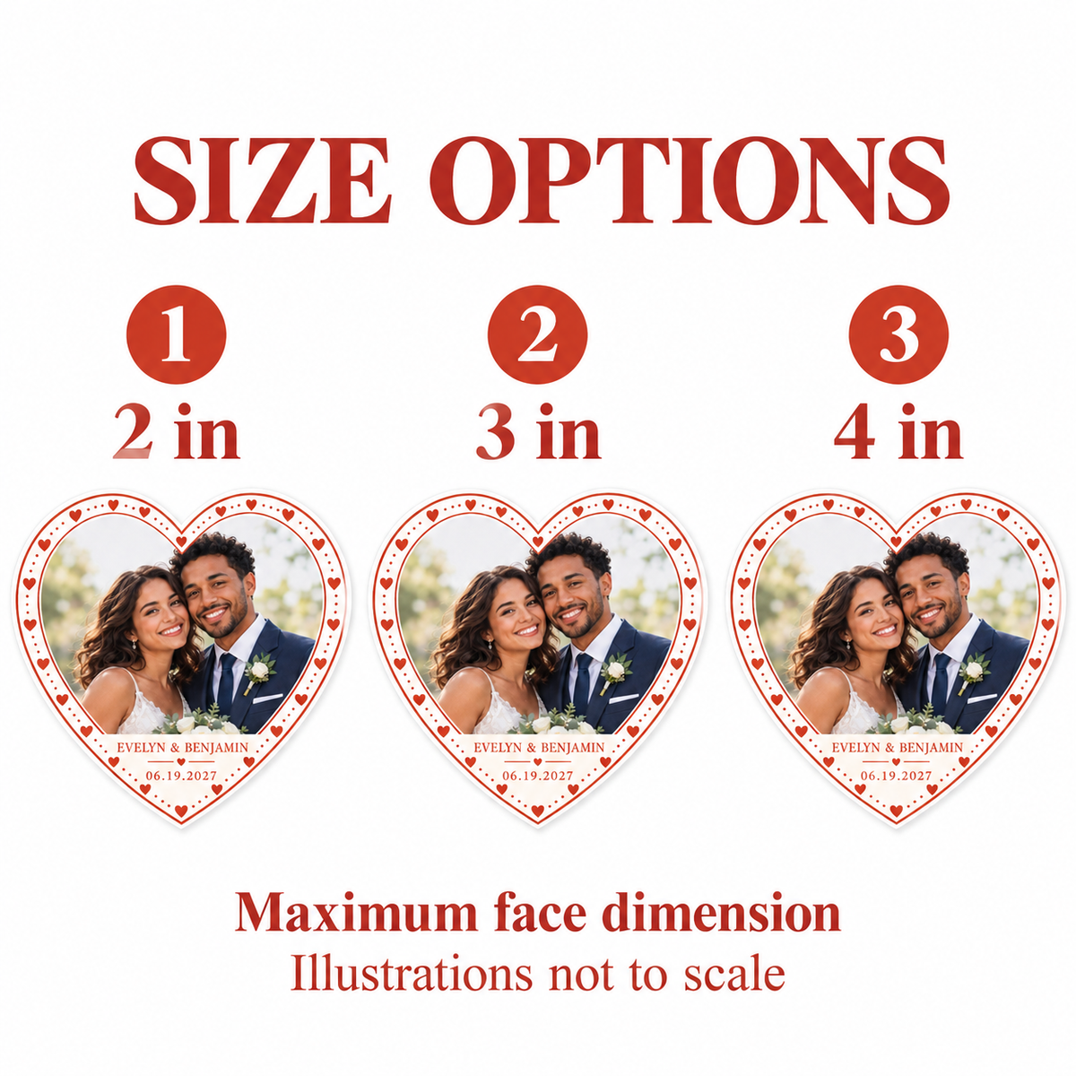 Custom Photo Heart personalized wedding cupcake topper - size options