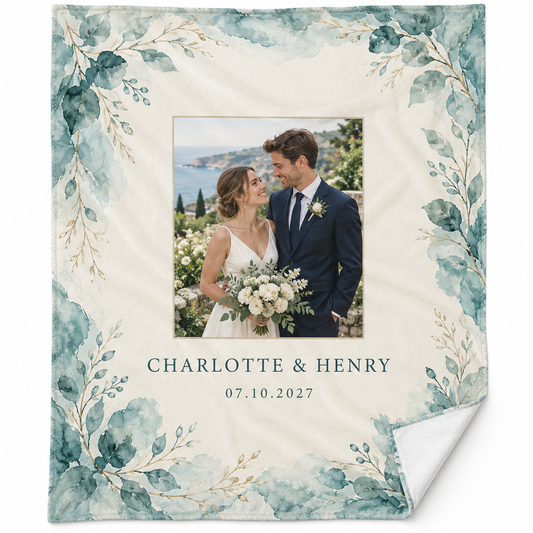 Coastal Teal personalized fleece blanket - hero