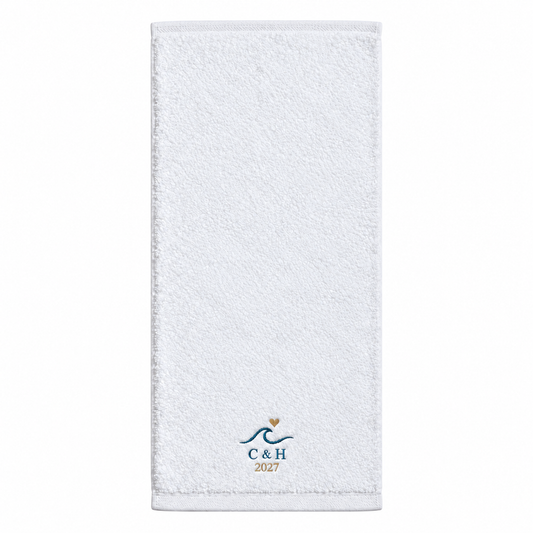 Wave Heart personalized embroidered bath towel - hero