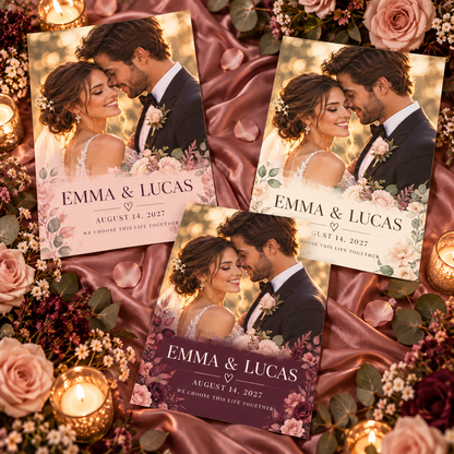 Vow Lines Portrait Personalized Wedding Poster; personalization variants. One Day for Lifetime