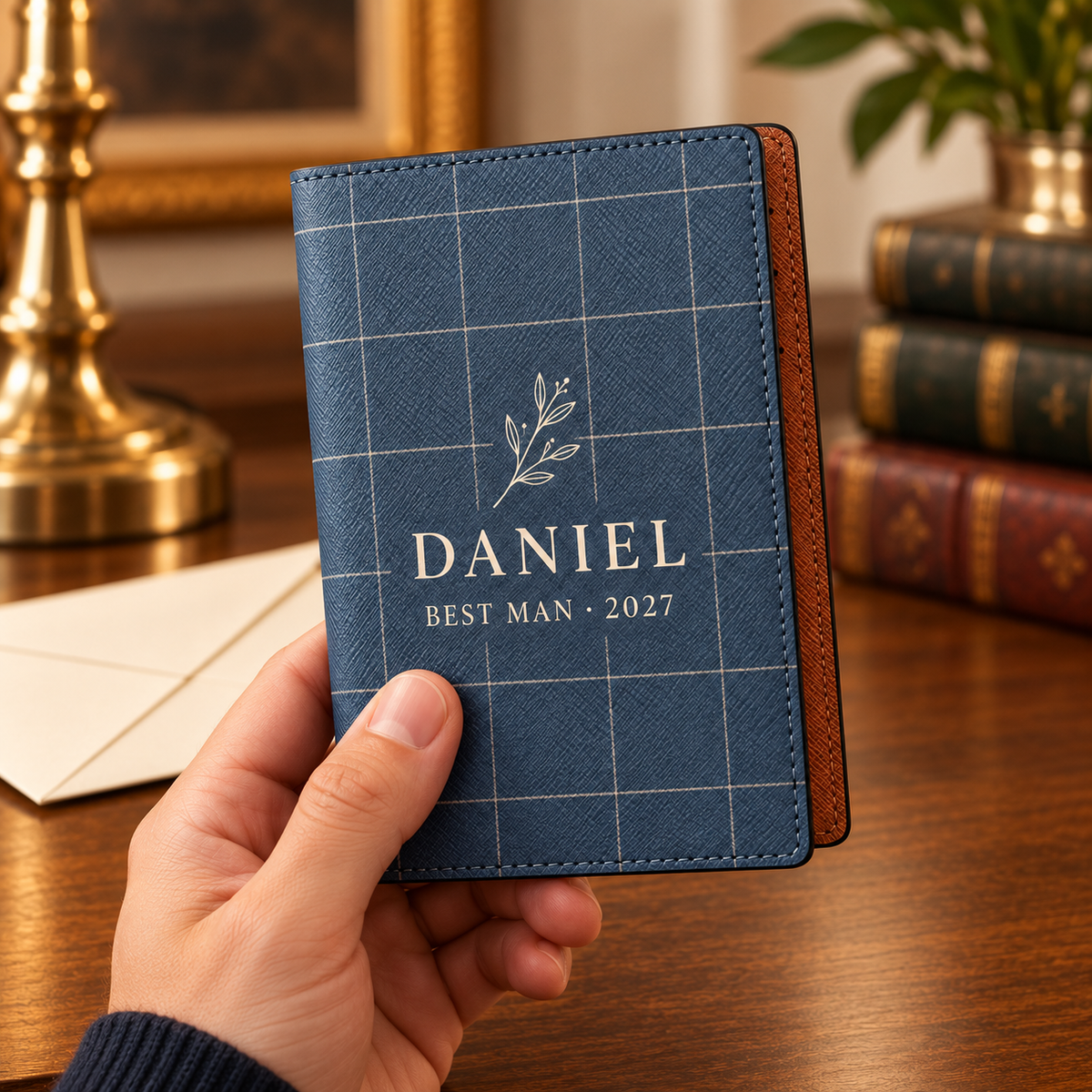 Classic Wedding Party PU Passport Wallet; handheld. One Day for Lifetime