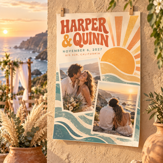 Destination Postcard Personalized Wedding Poster; hero. One Day for Lifetime