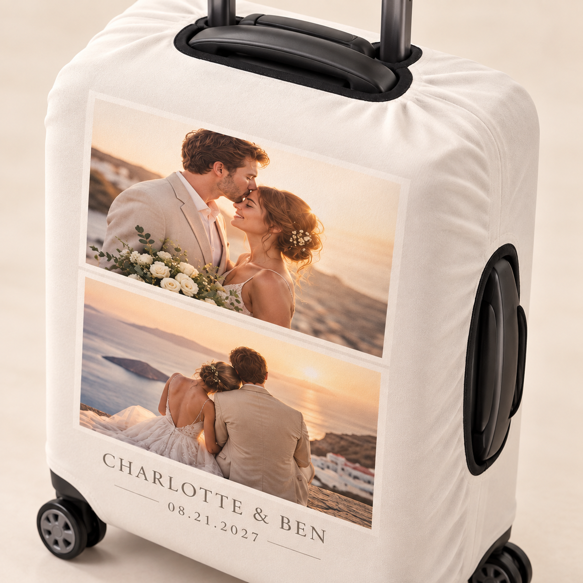 Wedding Photo Memories Luggage Cover; detail. One Day for Lifetime