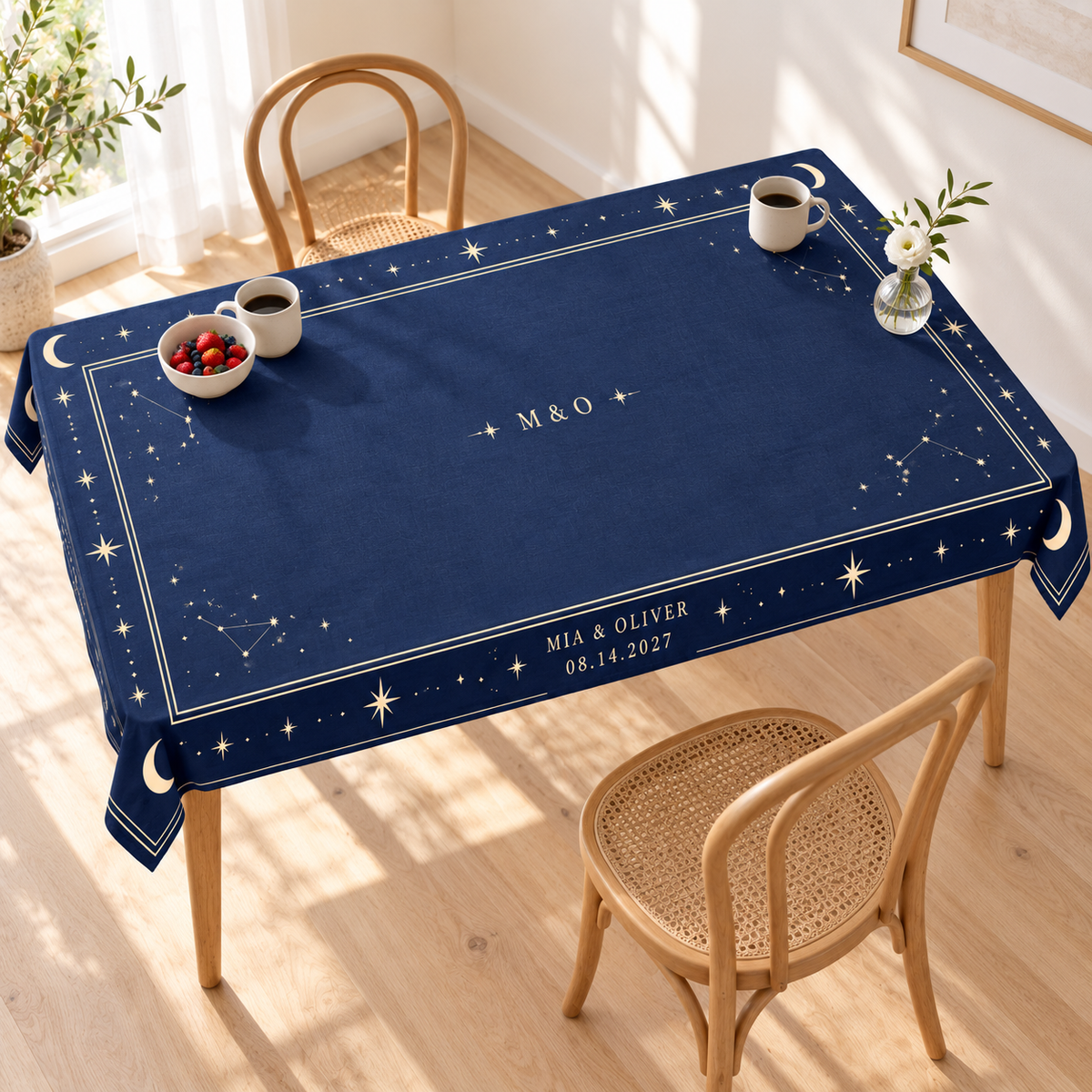 Navy Celestial wedding table cloth - home dining