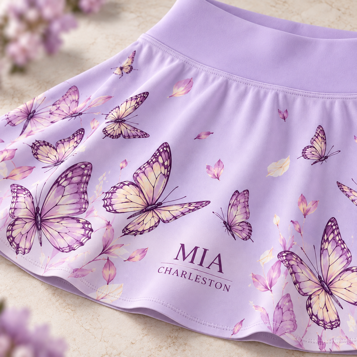 Butterfly Social Tennis Skirt; print detail. One Day for Lifetime