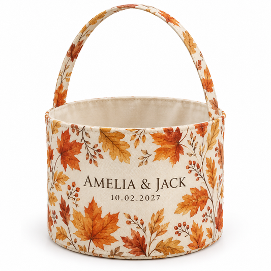 Amber Autumn Leaves personalized fabric gift basket - hero