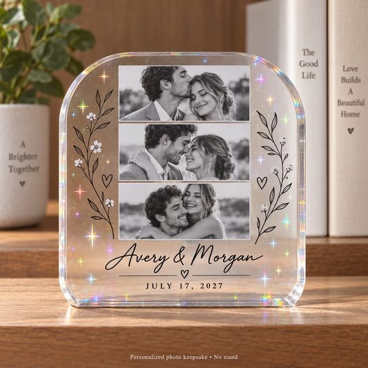 Three Frames of Forever | Personalized Hologram Photo Plaque - front
