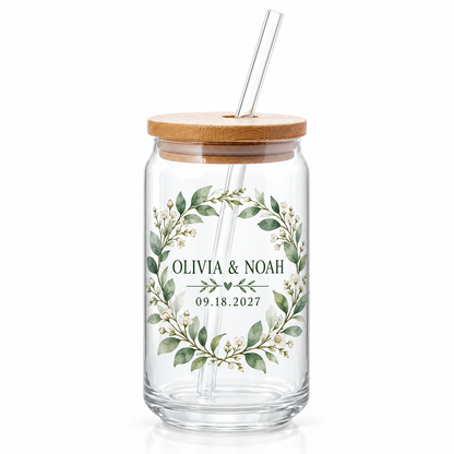 Sage Wreath personalized sipper glass - hero