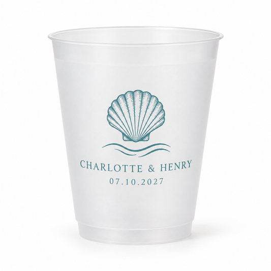 Coastal Shell personalized frosted wedding cup - hero