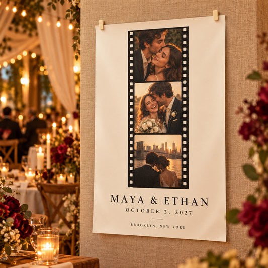 Film Strip Love Story Personalized Wedding Poster; hero. One Day for Lifetime