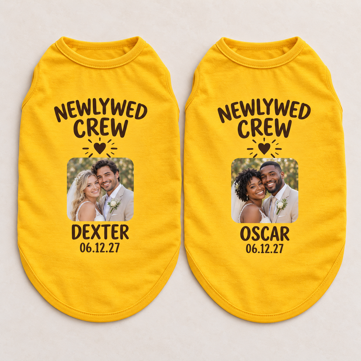 Newlywed Photo Crew Pet Tank Top; alternate personalization. One Day for Lifetime
