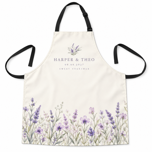 Lilac Meadow personalized wedding apron - hero