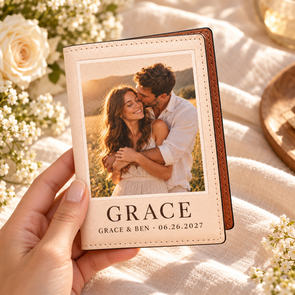 Our Favorite Photo PU Passport Wallet; handheld. One Day for Lifetime