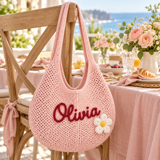 Blush Bridesmaid Thank You Embroidered Beach Tote Bag; hero. One Day for Lifetime