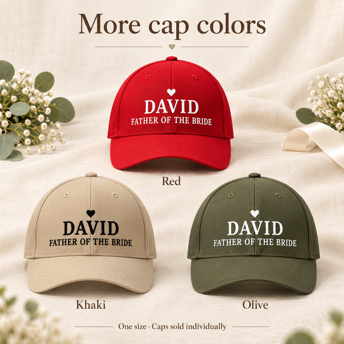 Father of the Bride Embroidered Cap; other colors. One Day for Lifetime
