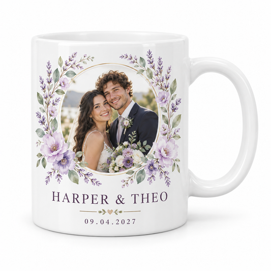 Lilac Photo personalized wedding ceramic mug - hero