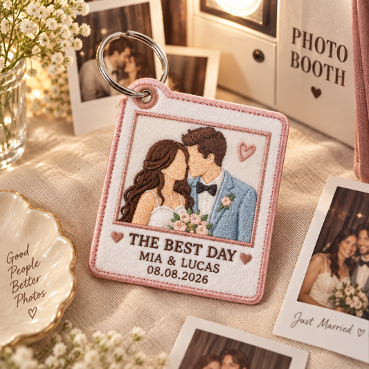 Instant Photo Promise | Personalized Embroidered Keychain - hero