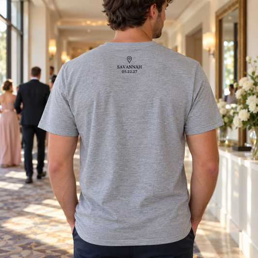 Hometown Wedding Weekend Embroidered T-Shirt; hero. One Day for Lifetime